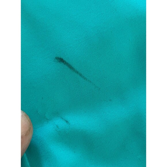 Crisscross Halter Teal One-Piece Swimsuit With Black Stripes & Back Clasp Closur - Picture 12 of 12